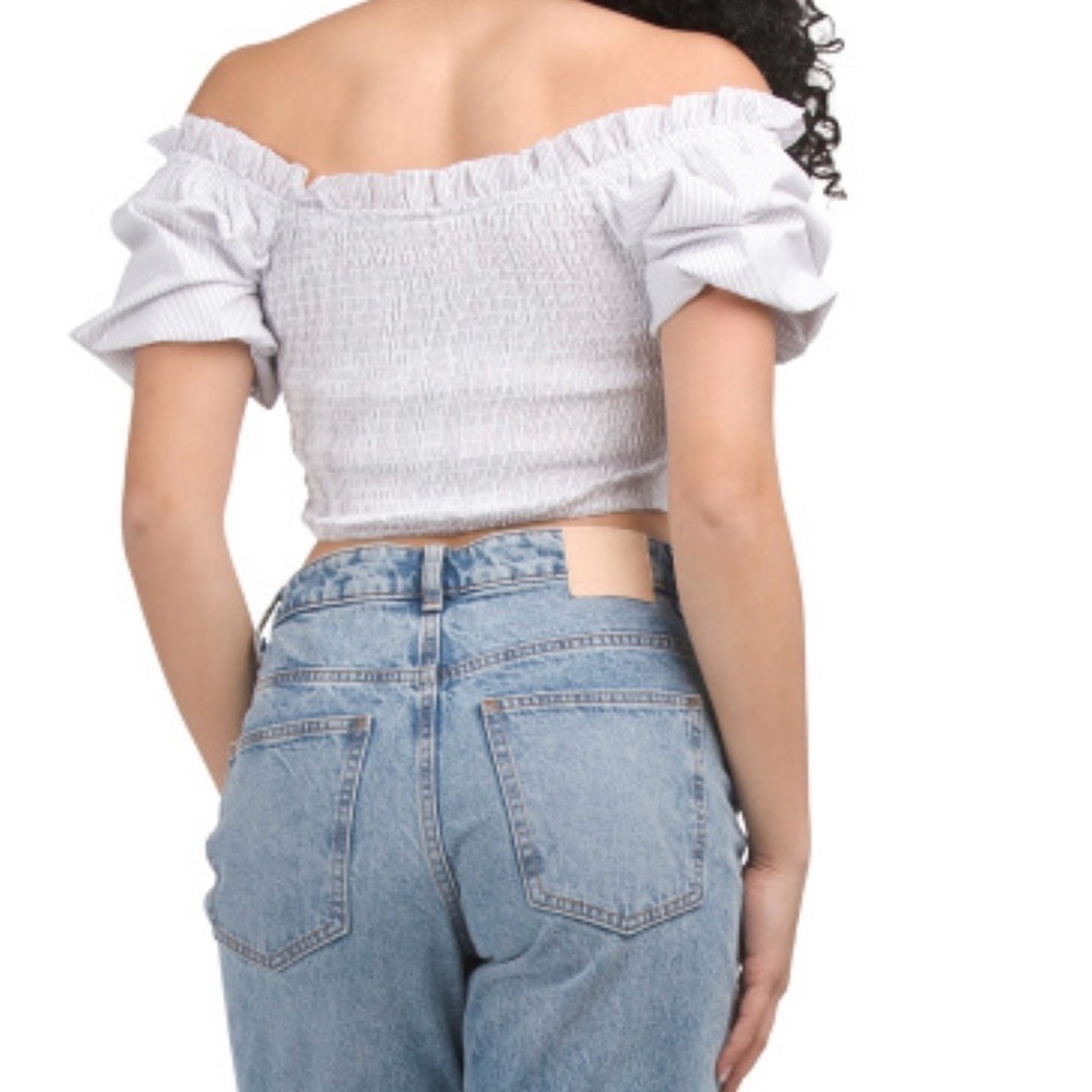 White Off-Shoulder Ruffle Top - Picture 2 of 6
